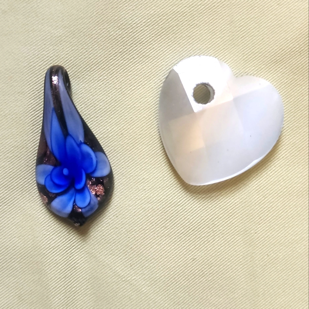 Two Artisan Glass Pendant Necklaces